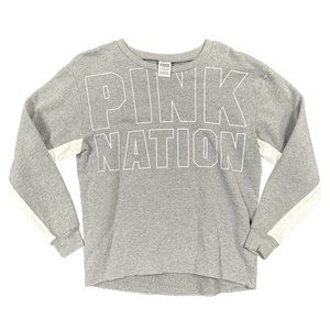 Victoria Secret PINK Gray Cropped Logo Long Sleeve Sweater Size XS